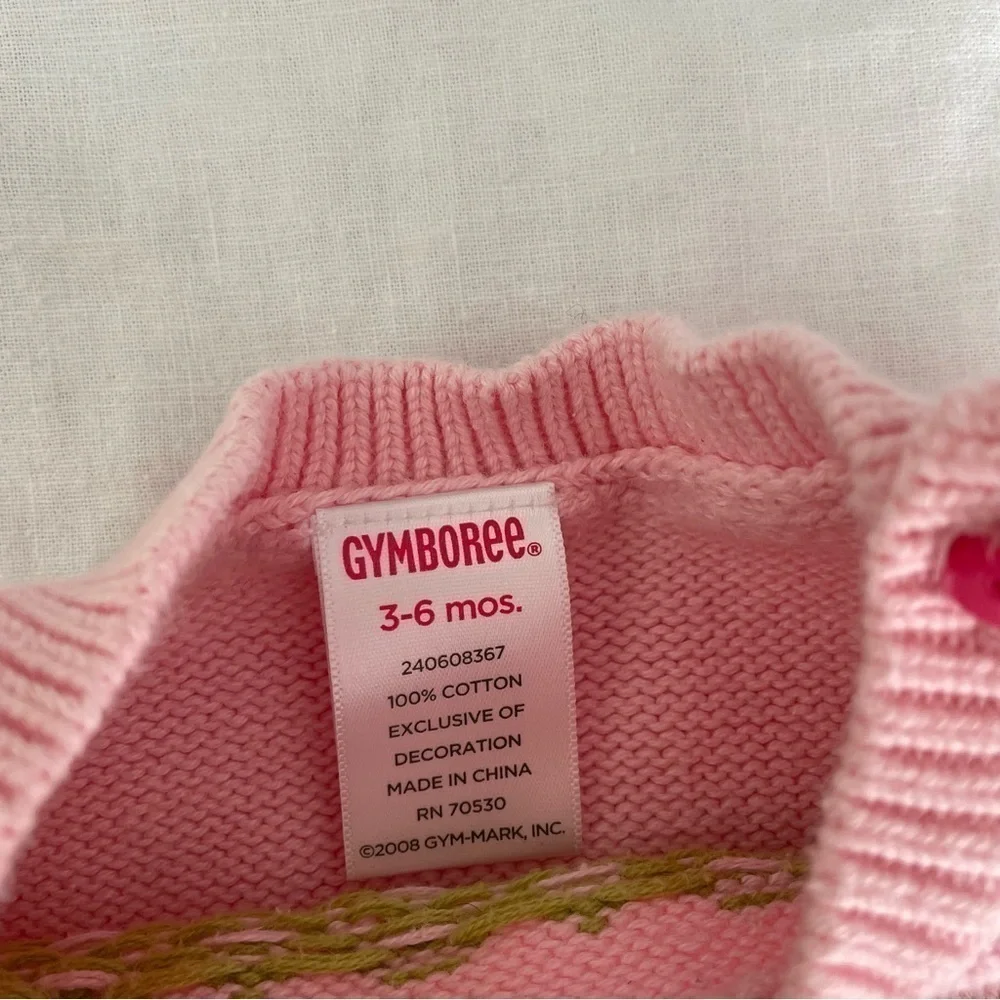 Gymboree 3-6 mo Holiday Cheer gingerbread girl pink cable knit dress 100% cotton